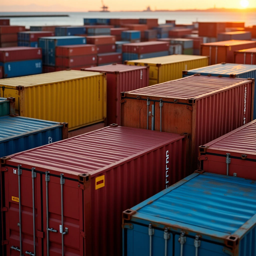 Contenedores de exportación en puerto argentino